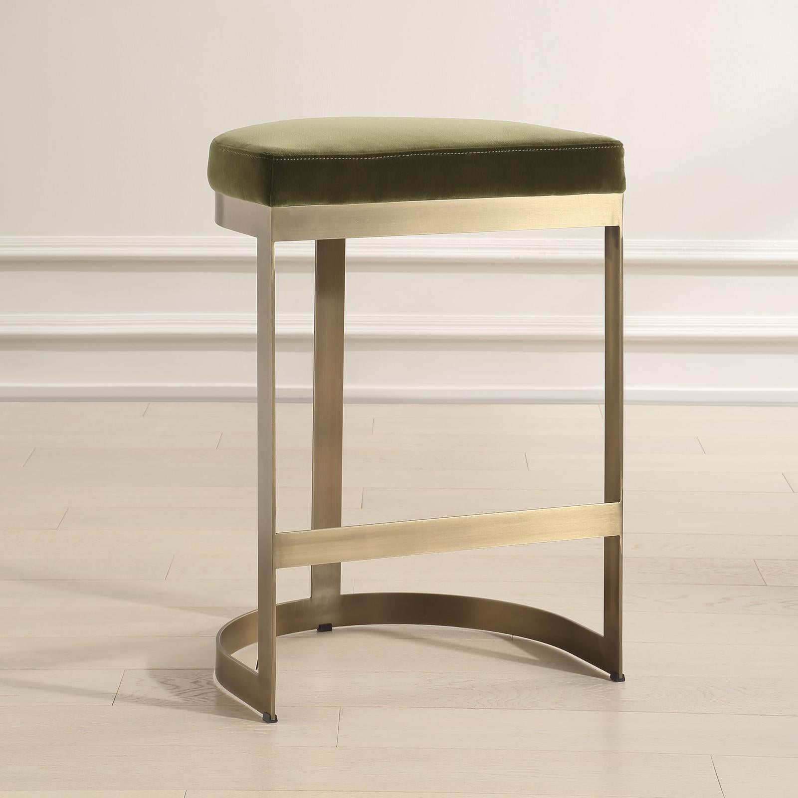 Uttermost Ivan Brass Moss Counter Stool