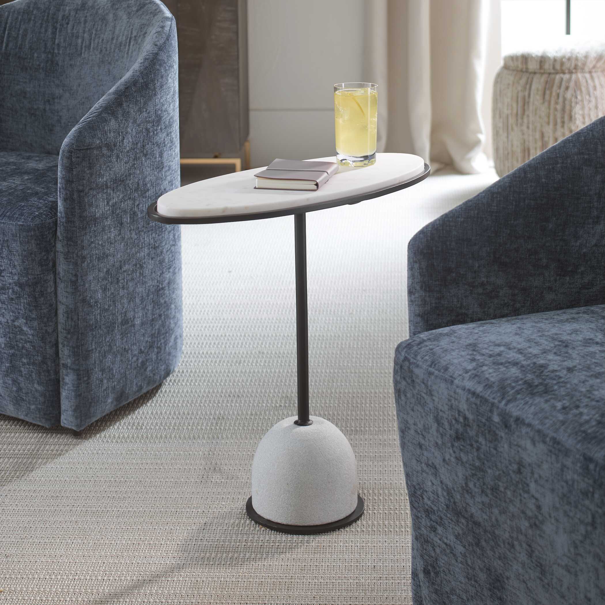 Uttermost Morro White Marble Side Table
