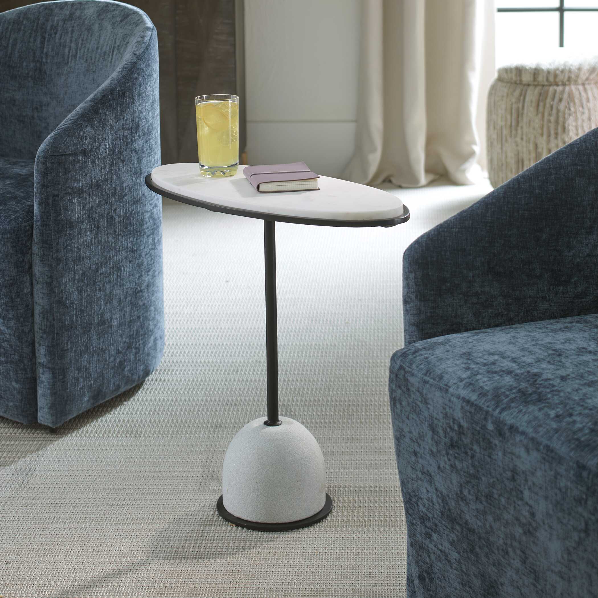 Uttermost Morro White Marble Side Table
