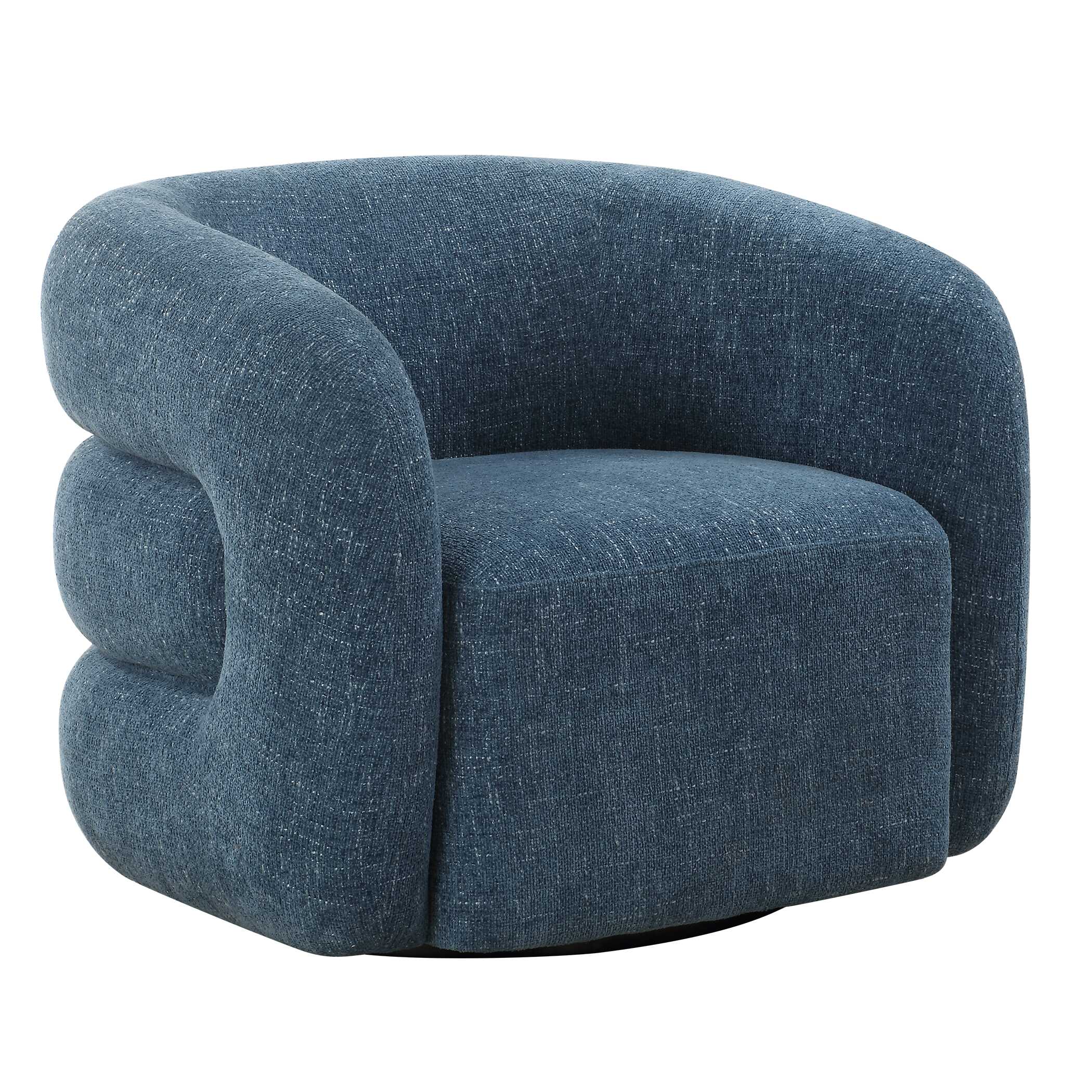 Uttermost Junie Blue Swivel Barrel Chair