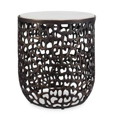 Uttermost Sabena White Marble Outdoor Side Table