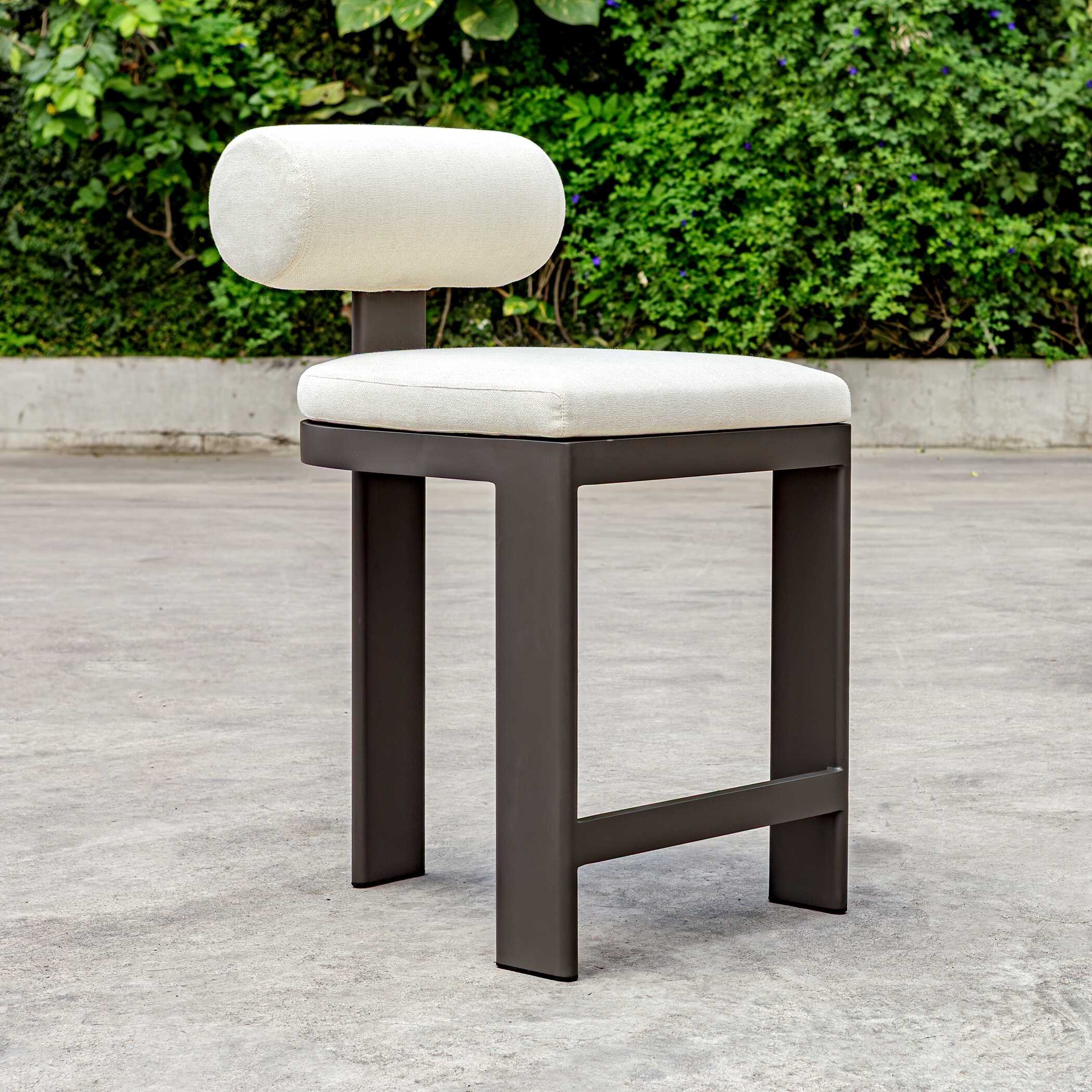 Uttermost Bolster Back White Outdoor Counter Stool