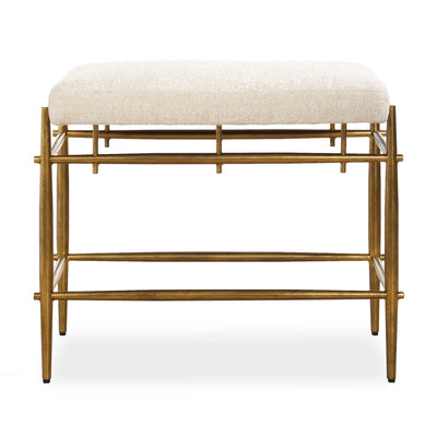 Uttermost Karleen Plush White Small Brass Bench