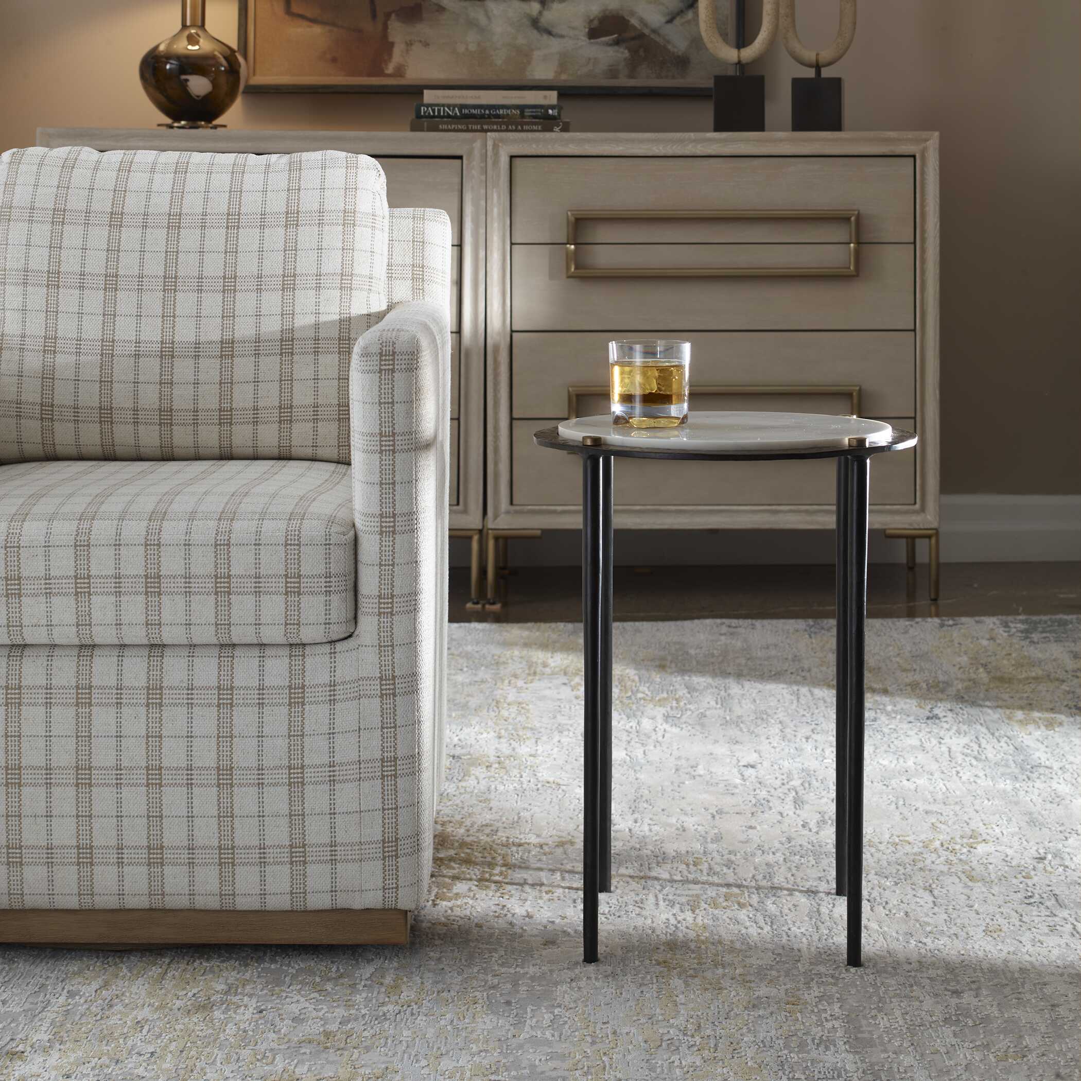 Uttermost Wren Round White Marble Accent Table