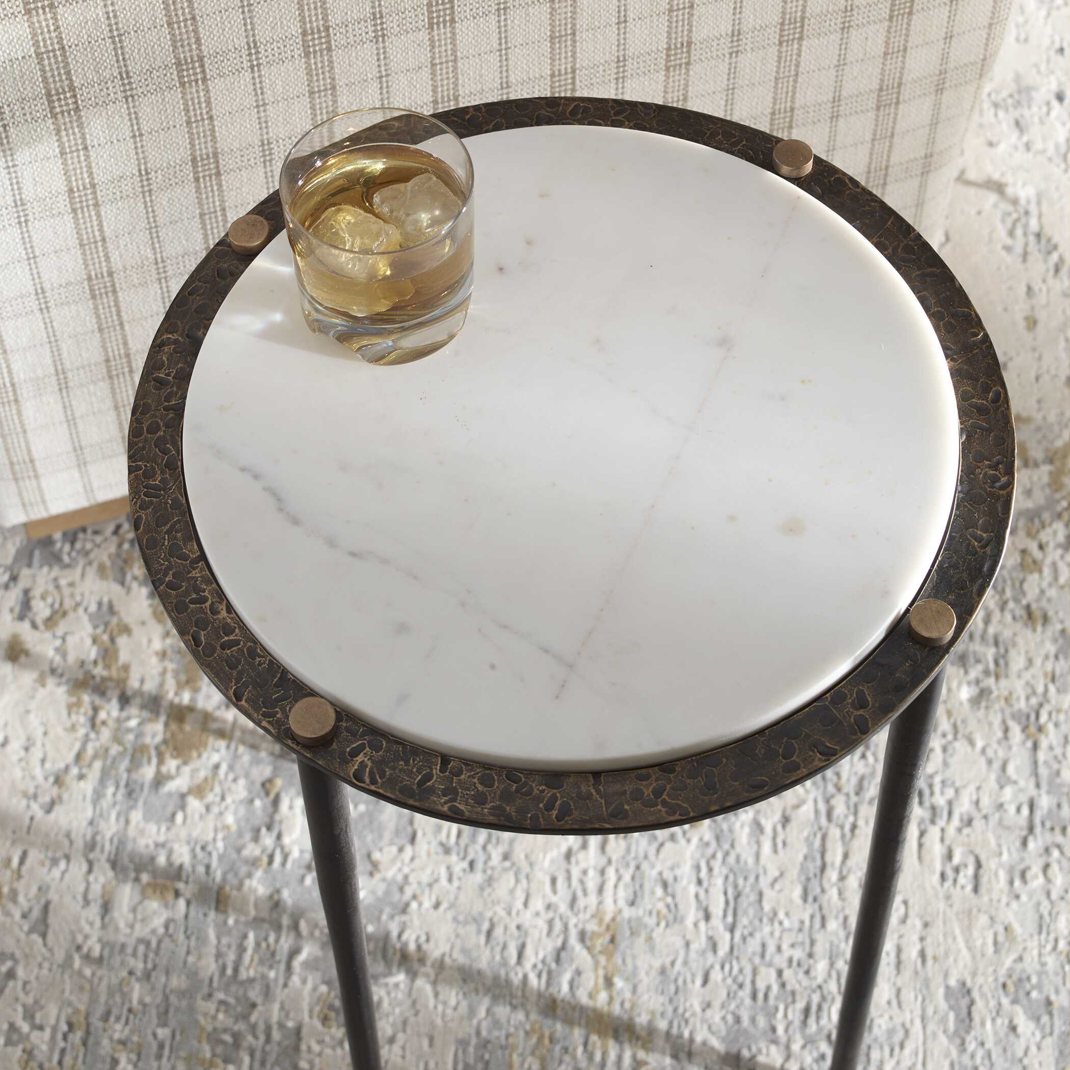 Uttermost Wren Round White Marble Accent Table