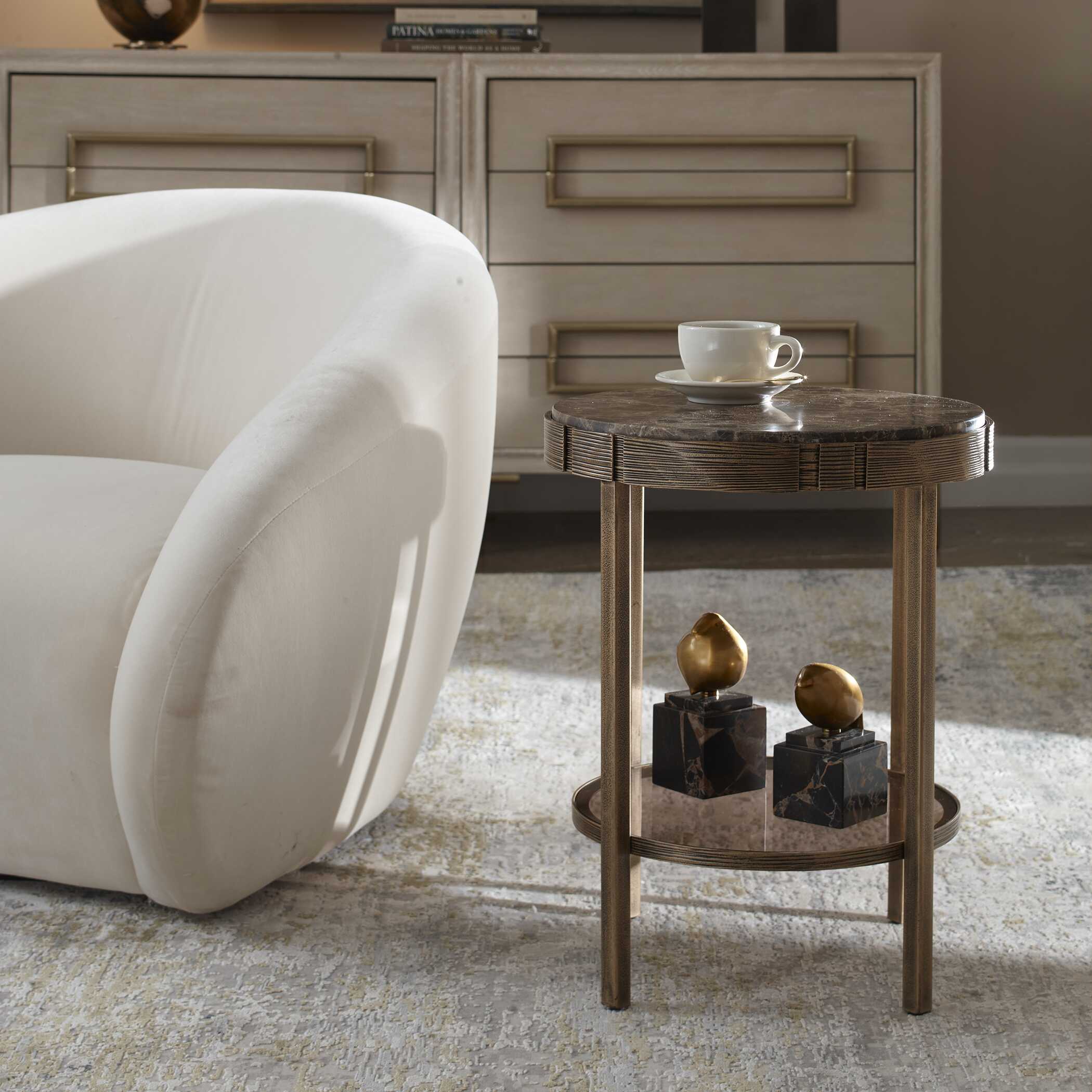 Uttermost Cusano Round Dark Marble Accent Table