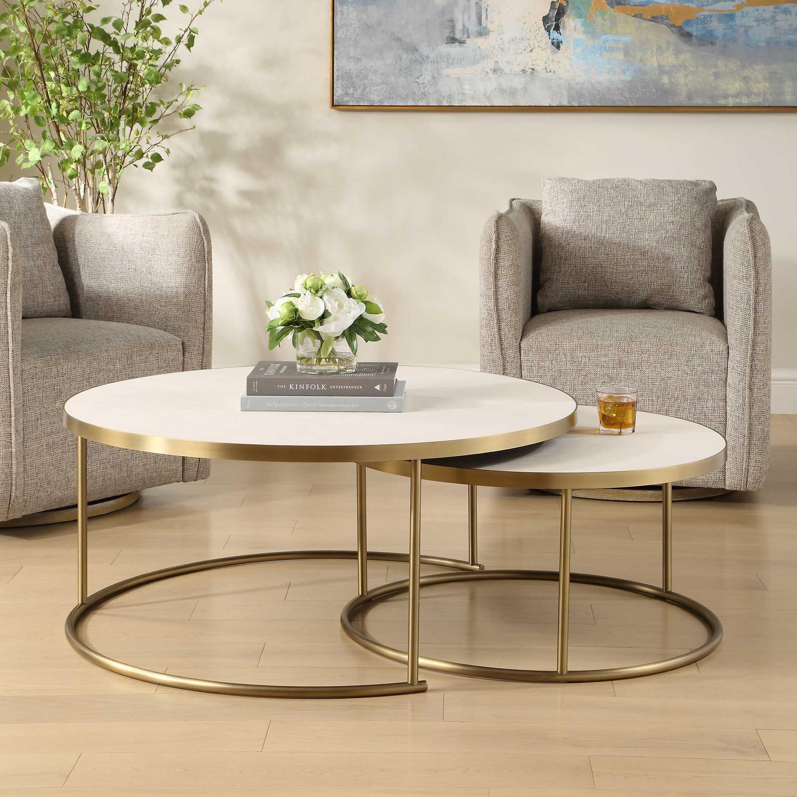 Uttermost Aragon White Nesting Coffee Tables - Set of 2