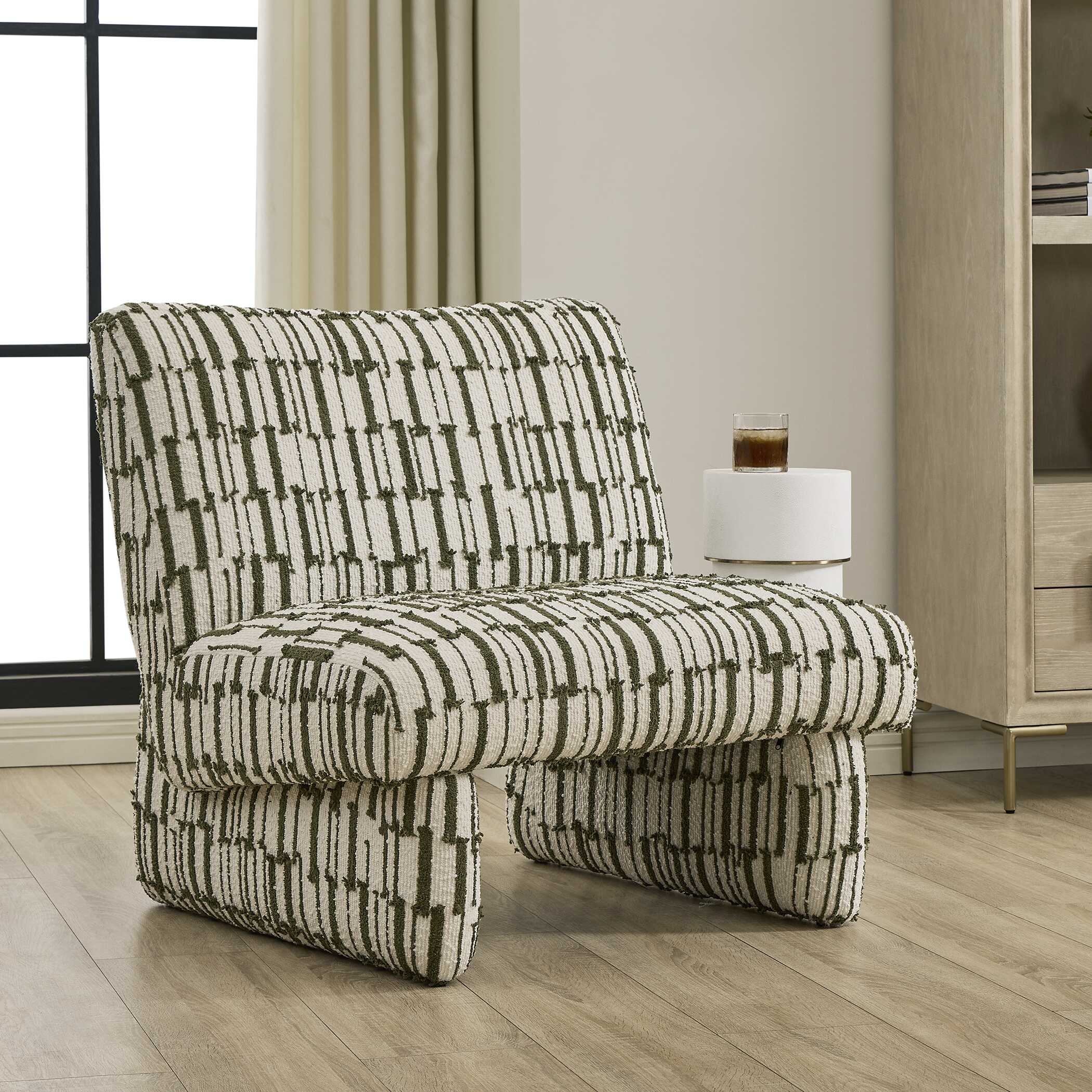 Uttermost Willa Green White Accent Chair