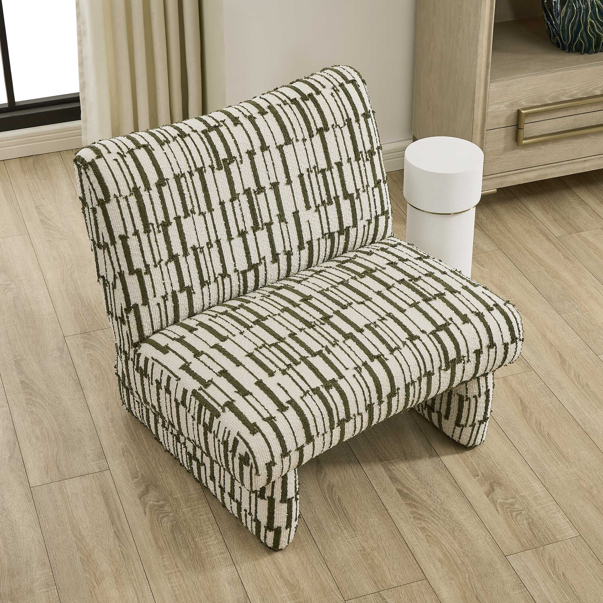 Uttermost Willa Green White Accent Chair