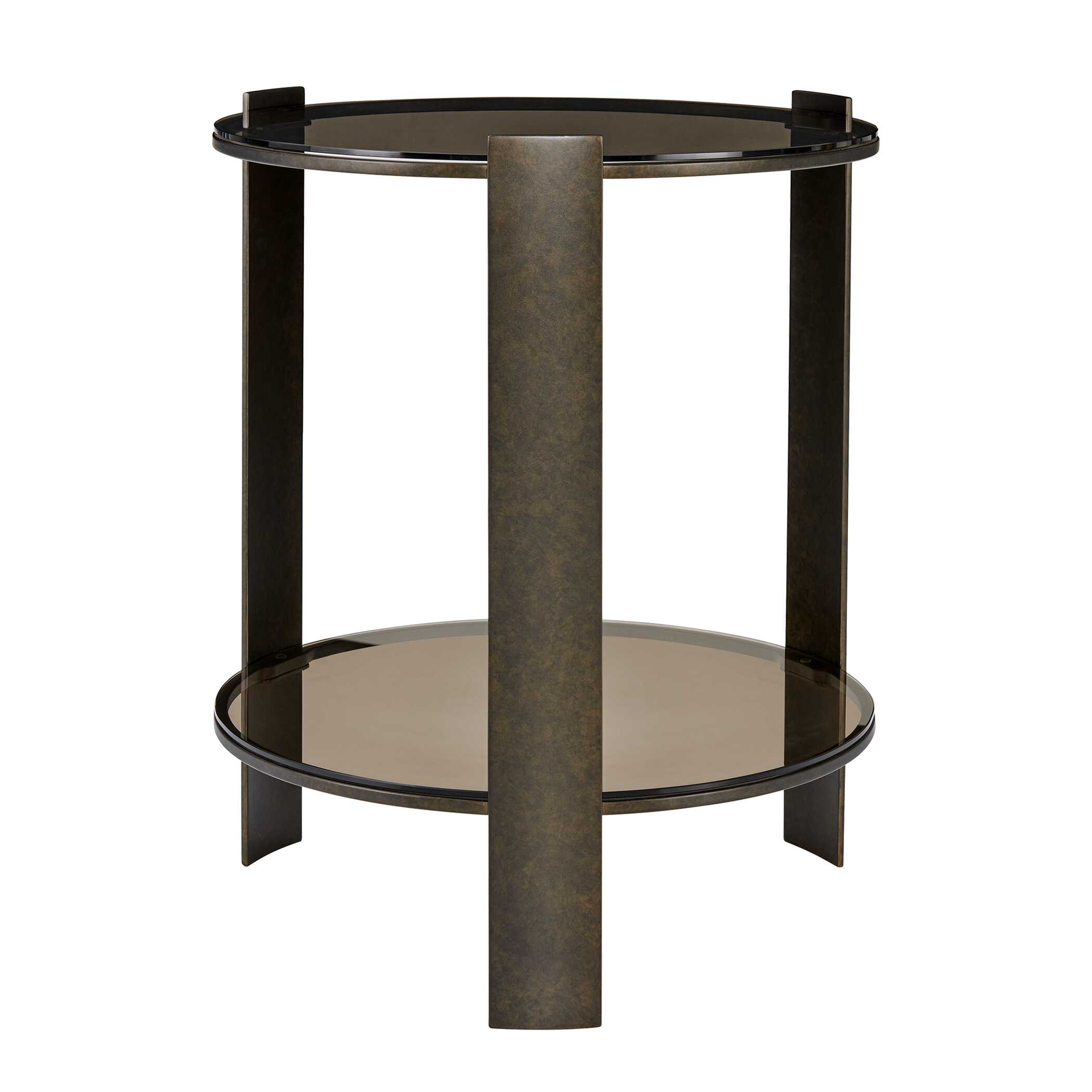 Uttermost Hanson Bronze & Dark Glass Side Table