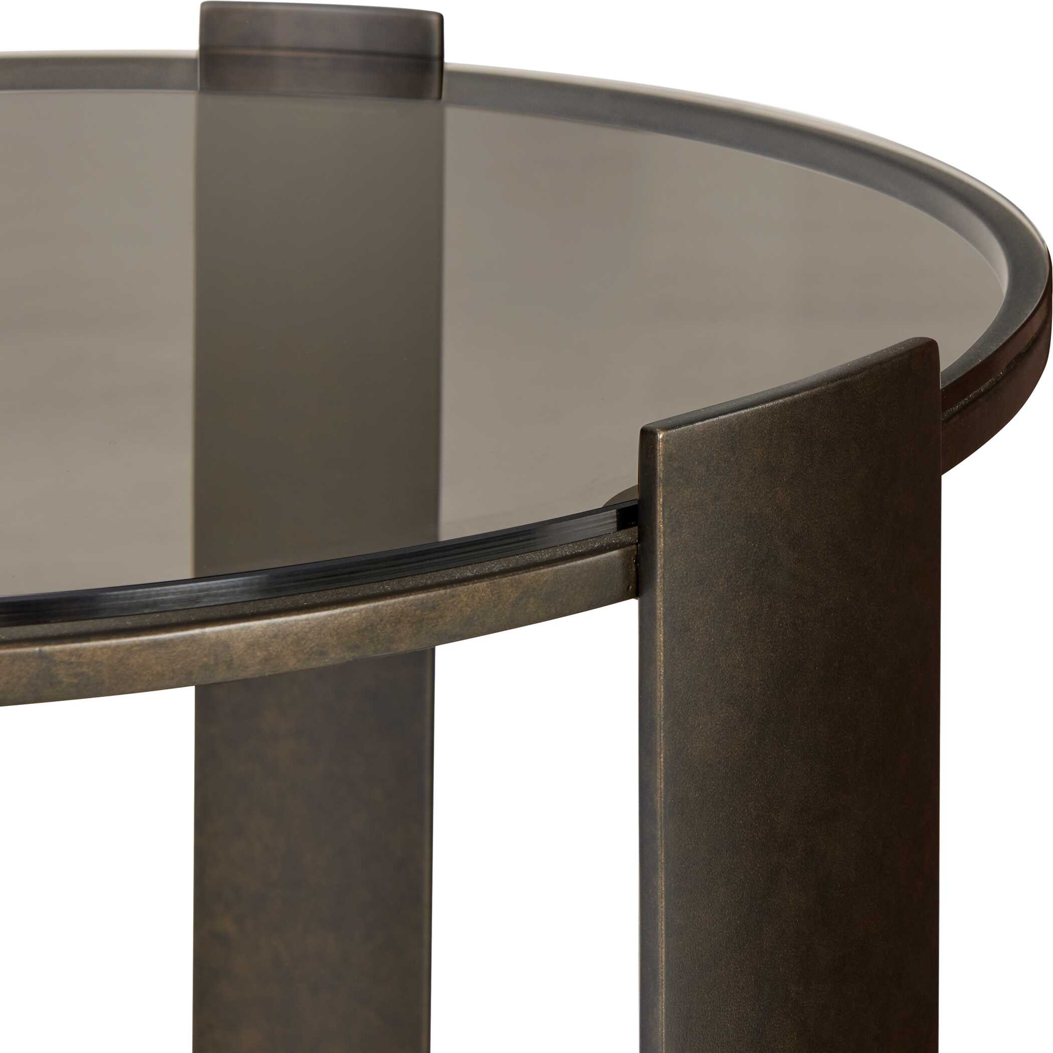 Uttermost Hanson Bronze & Dark Glass Side Table