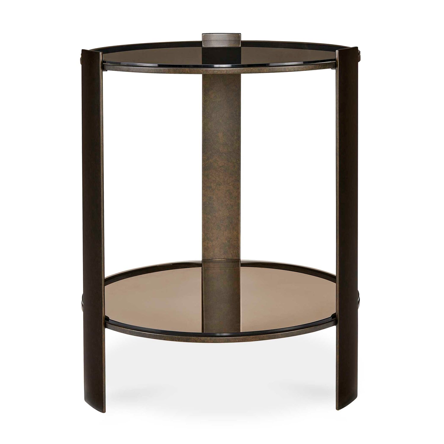 Uttermost Hanson Bronze & Dark Glass Side Table