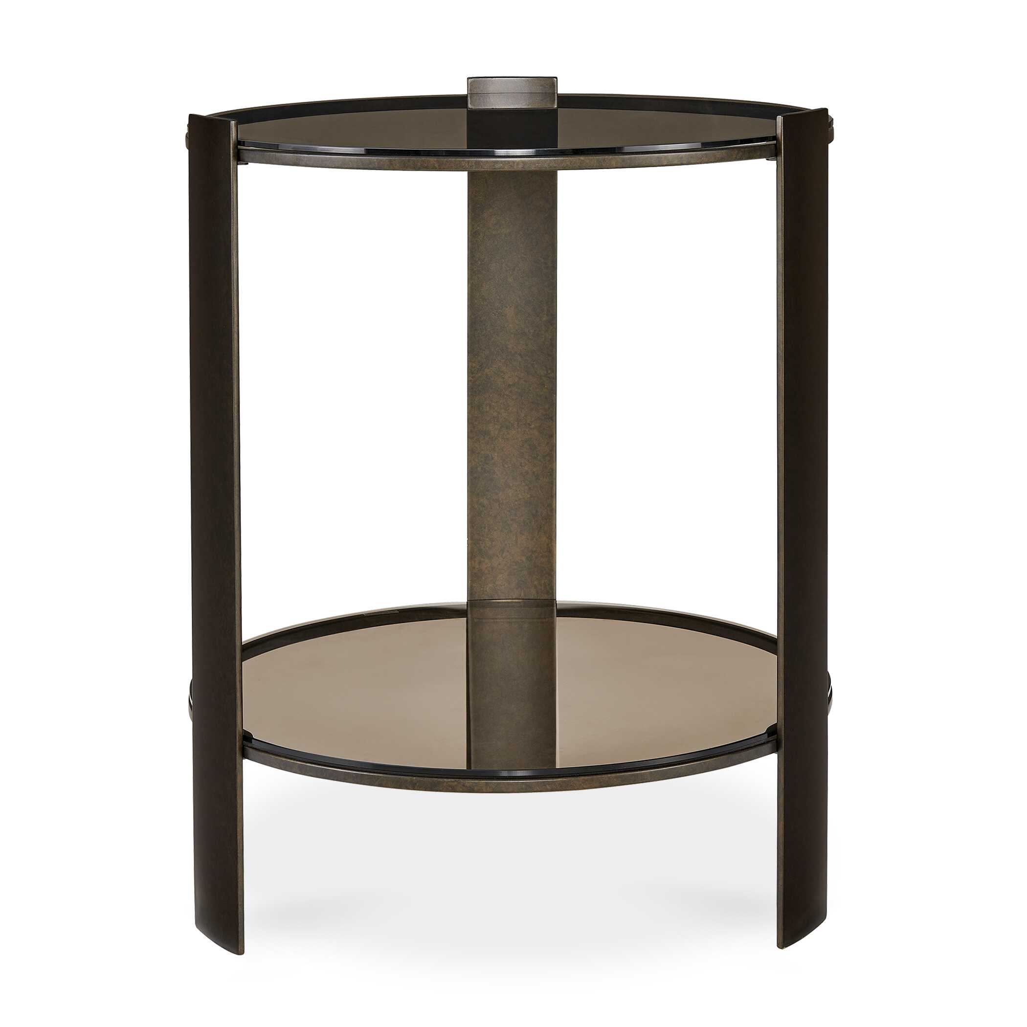 Uttermost Hanson Bronze & Dark Glass Side Table