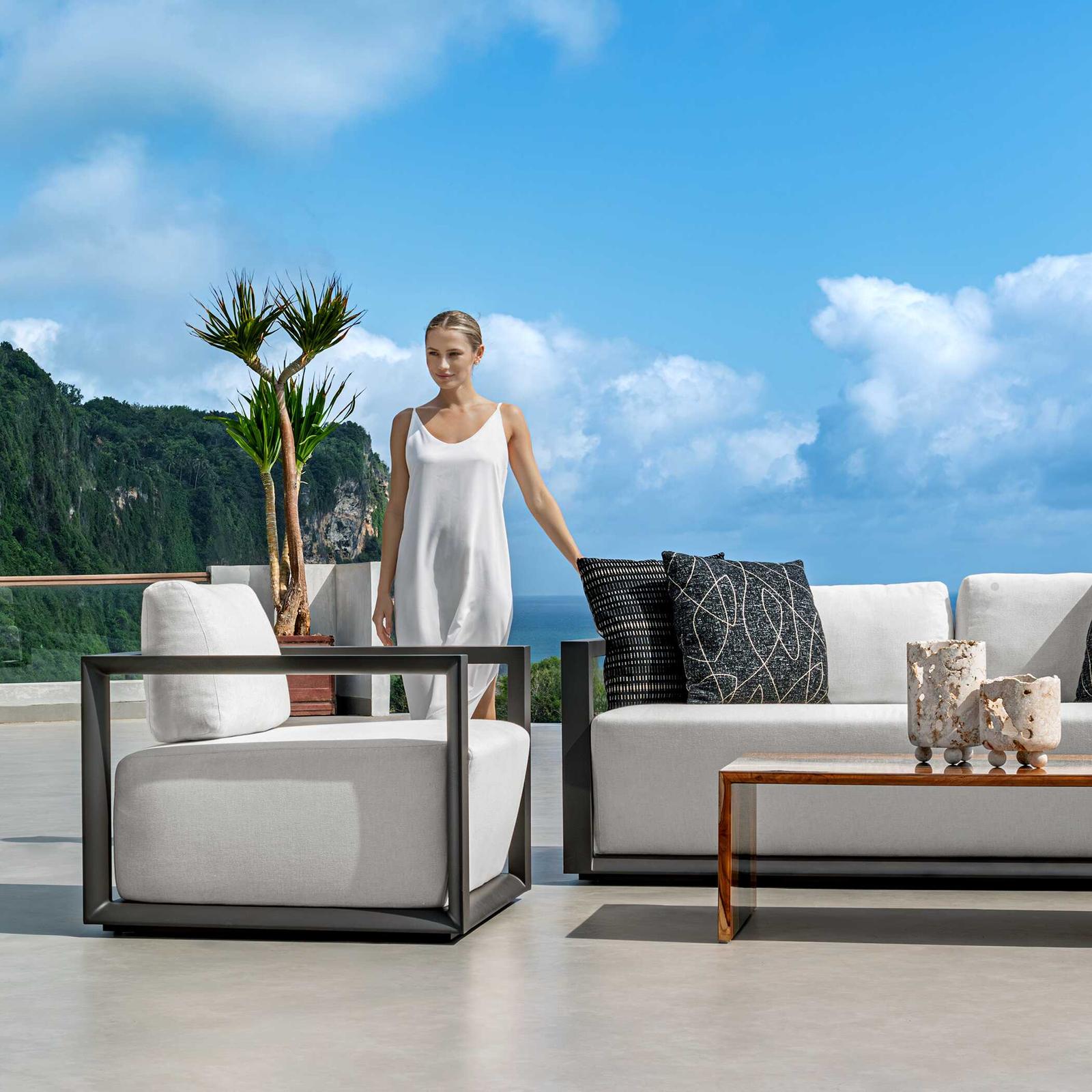 Uttermost Remsen Black/Oyster Outdoor Lounge Chair