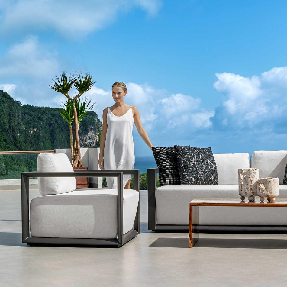 Uttermost Remsen Black/Oyster Outdoor Lounge Chair