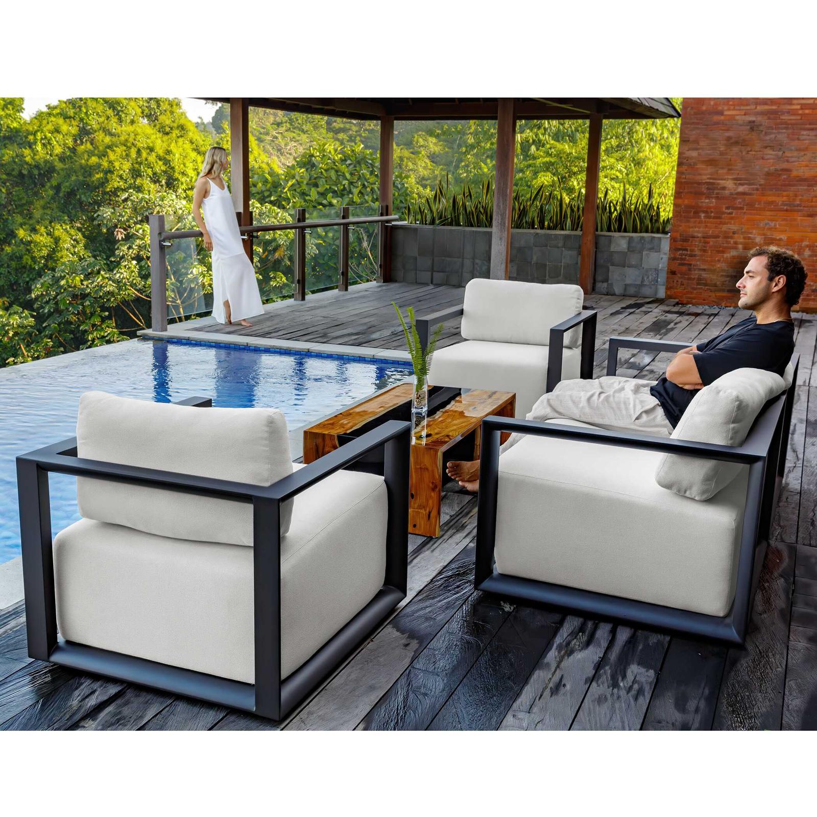 Uttermost Remsen Black/Oyster Outdoor Lounge Chair