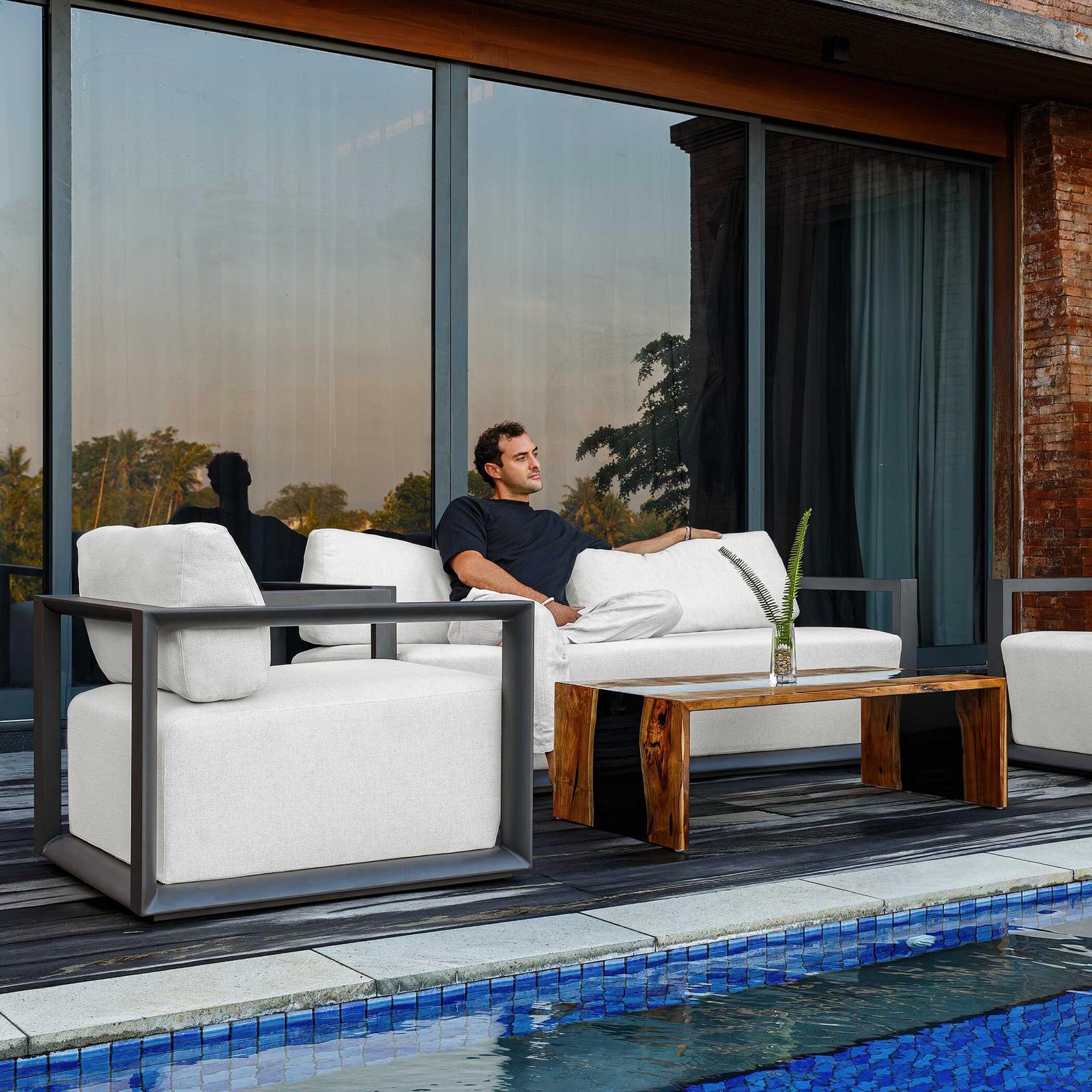 Uttermost Remsen Black/Oyster Outdoor Lounge Chair