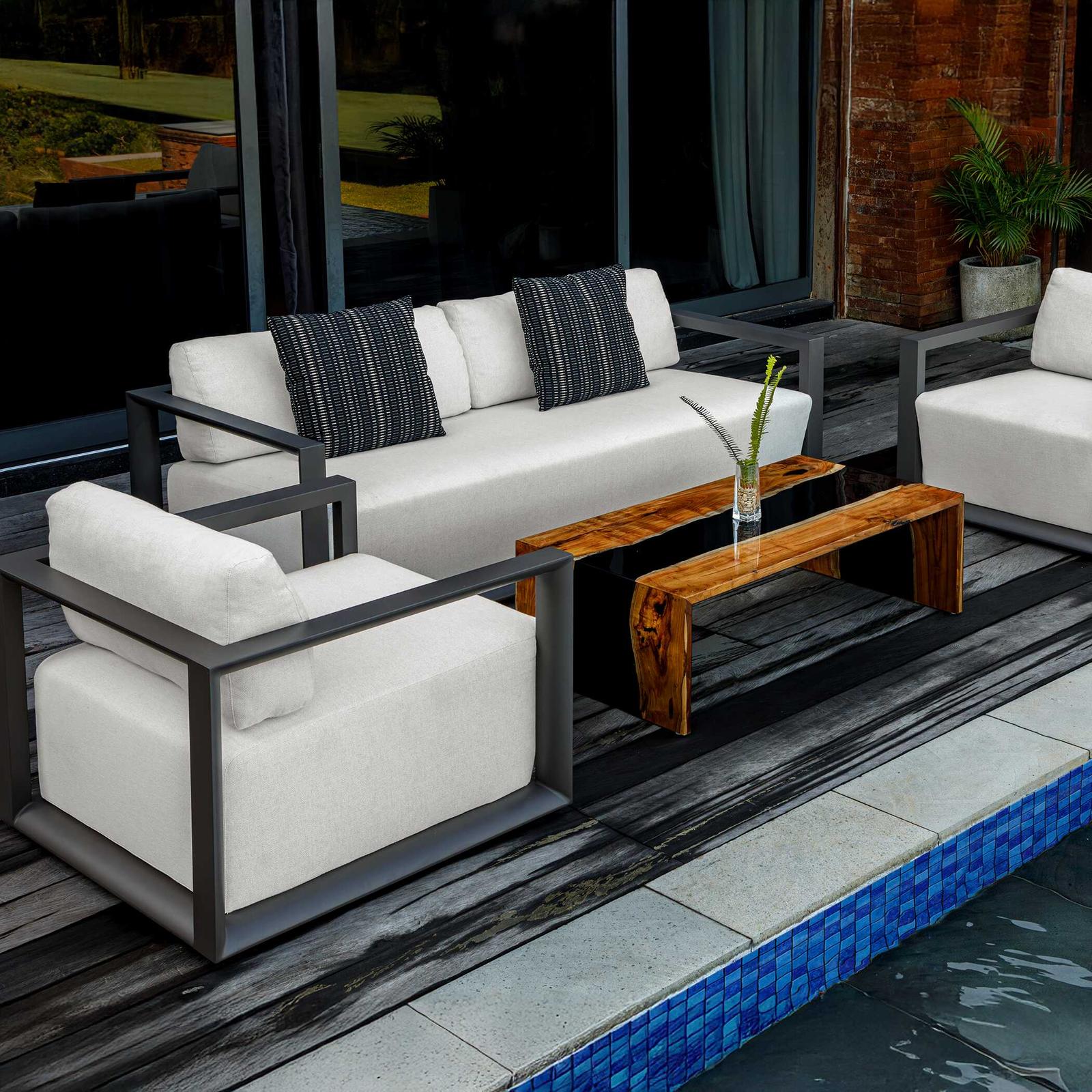 Uttermost Remsen Outdoor Black/Oyster Sofa