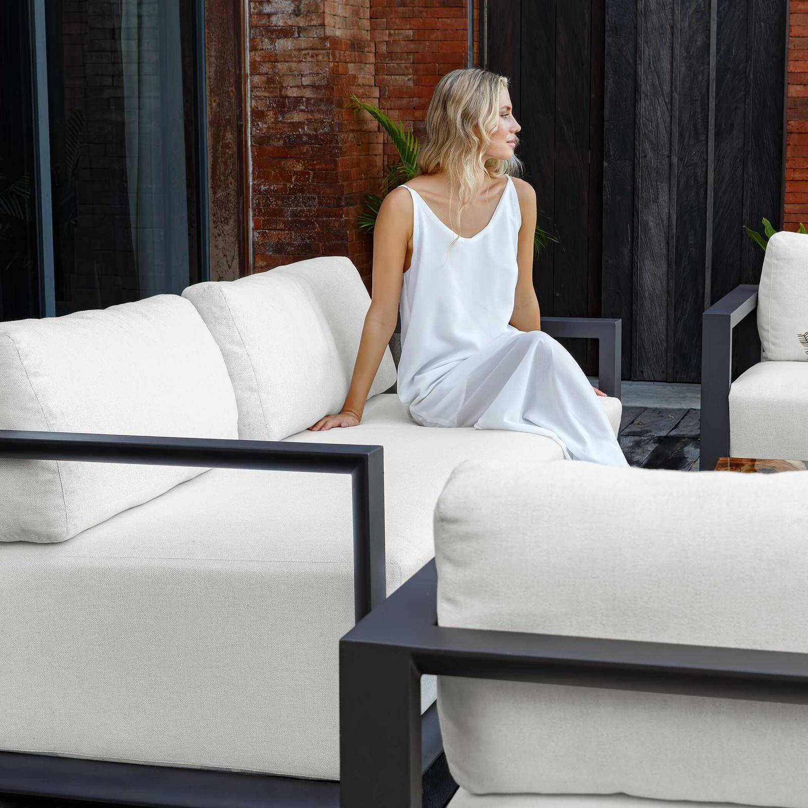 Uttermost Remsen Outdoor Black/Oyster Sofa