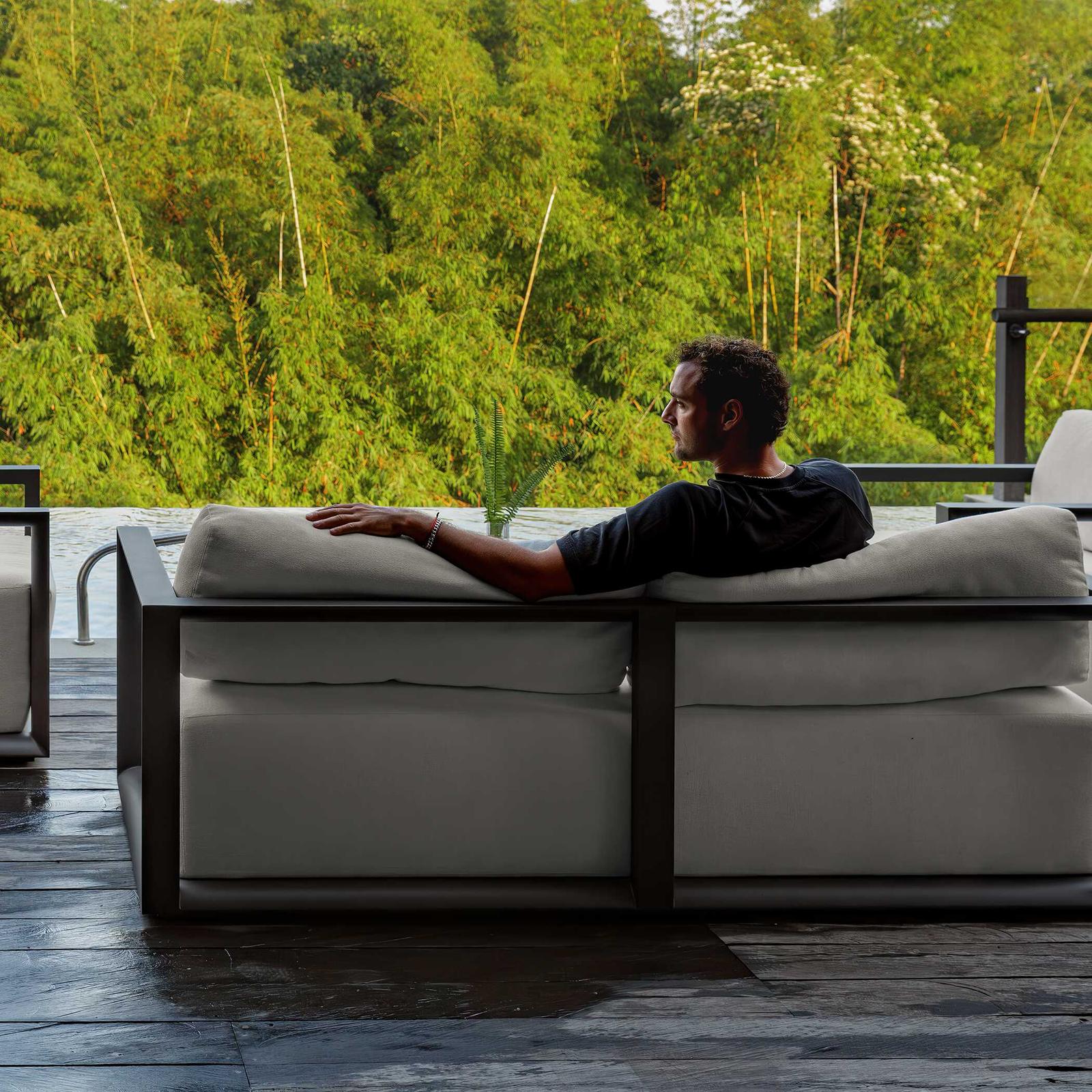 Uttermost Remsen Outdoor Black/Oyster Sofa