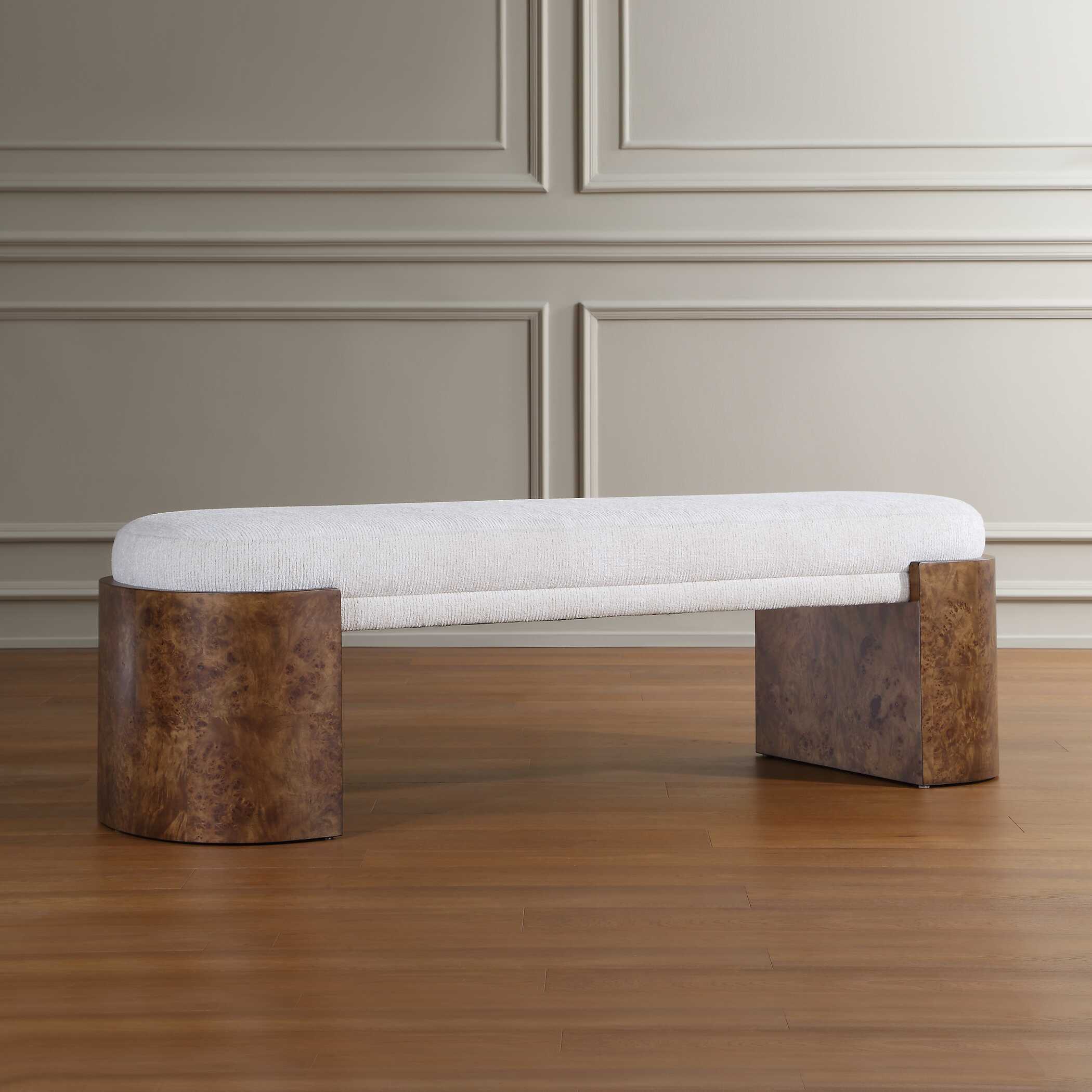 Uttermost Thorian Off-White Bench