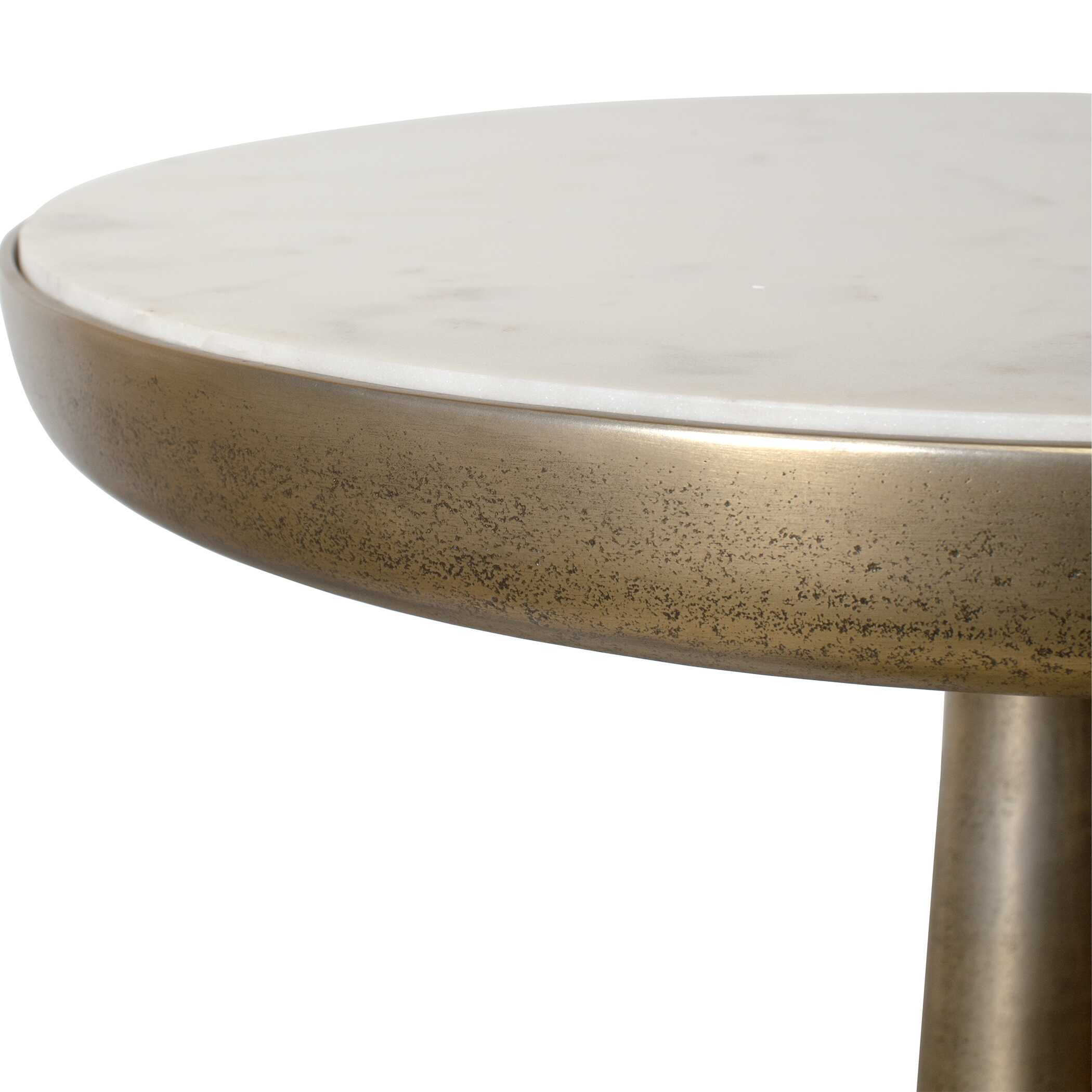 Uttermost Gianno Round White Marble Side Table