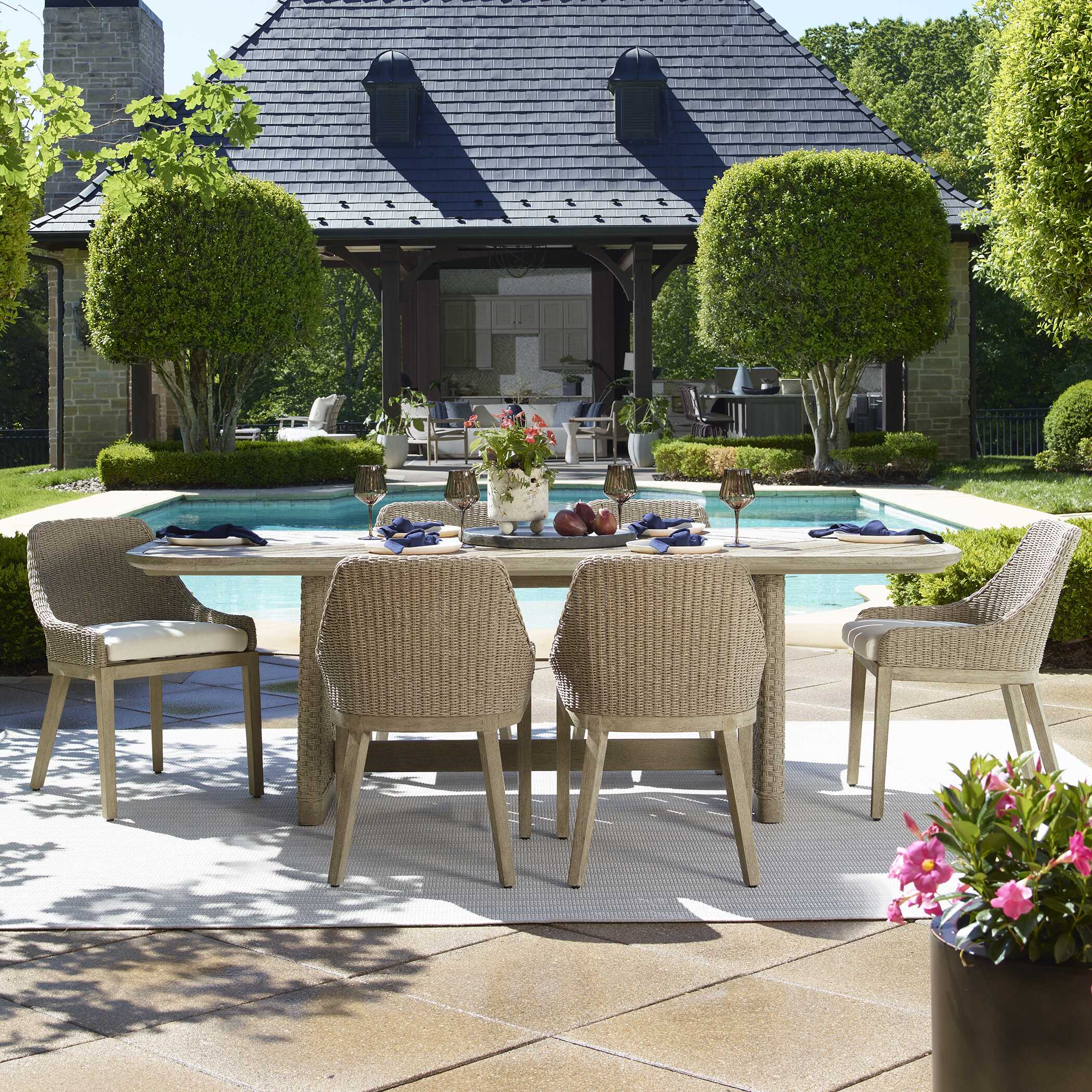 Uttermost Harbor Herringbone Indoor-Outdoor Dining Table