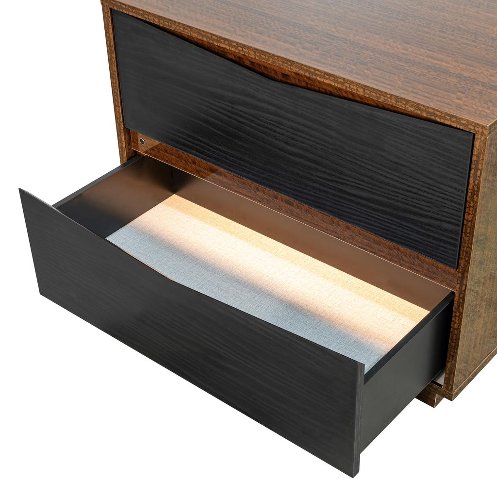 Michael Amini Kayner 2-Drawer Nightstand - Charcoal