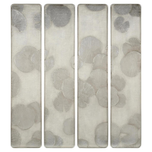 John Richard Mark Mcdowell'S Four-Panel Silver Lotus Wall Art