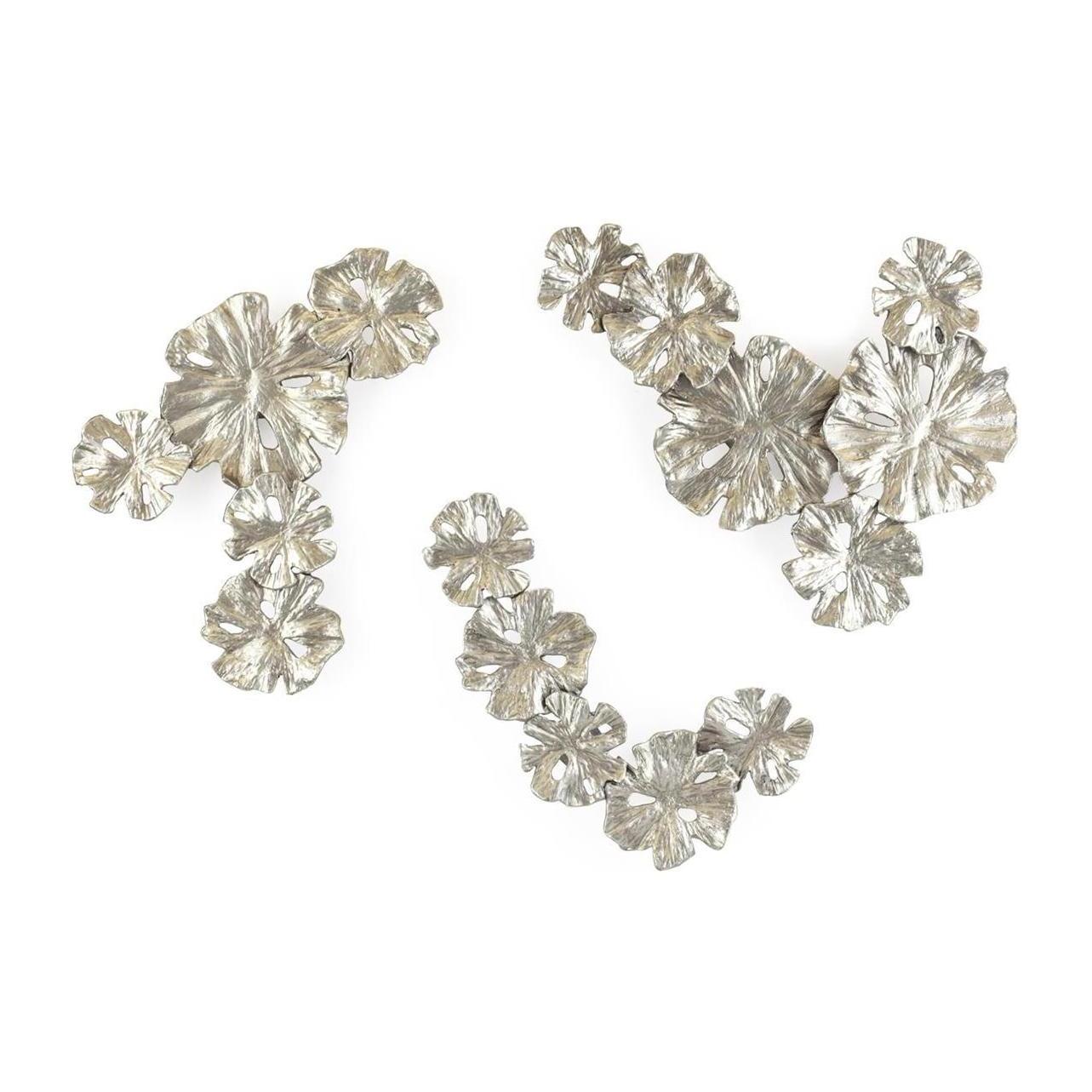 John Richard Decor Petal Cluster Wall Art, Set of 3 Nickel