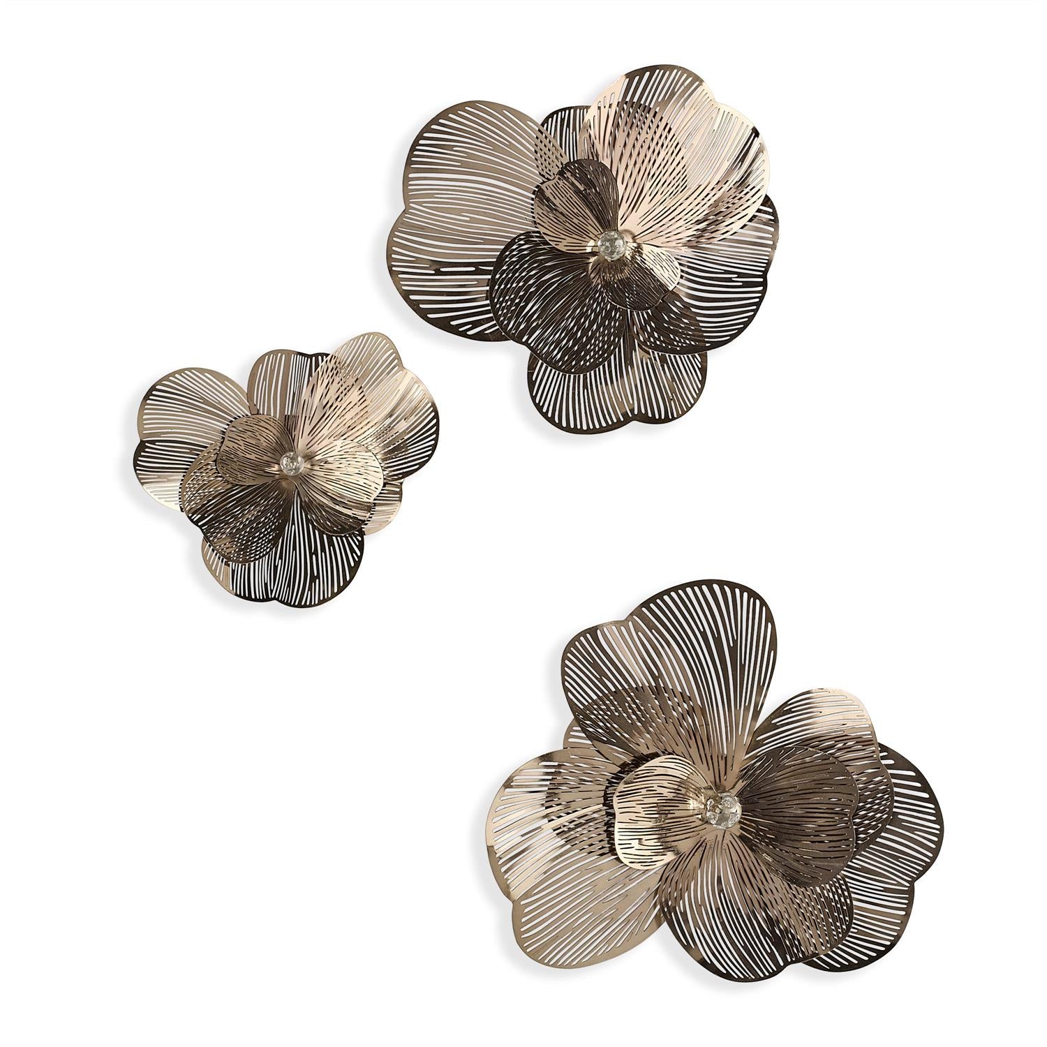 John Richard Golden Camellia Wall Art, Set of 3