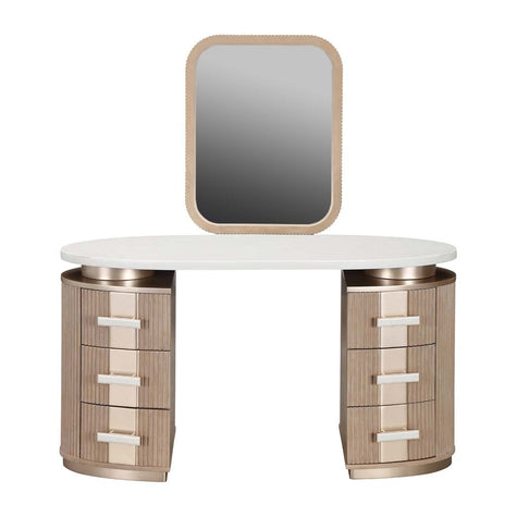 Michael Amini West Kensington Vanity with Mirror - Sea Salt Caramel