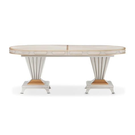 Michael Amini St. Charles Double Pedestal Dining Table -  Dove Gray
