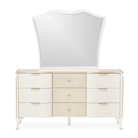 Michael Amini La Marisia Dresser with Mirror - Creamy Pearl