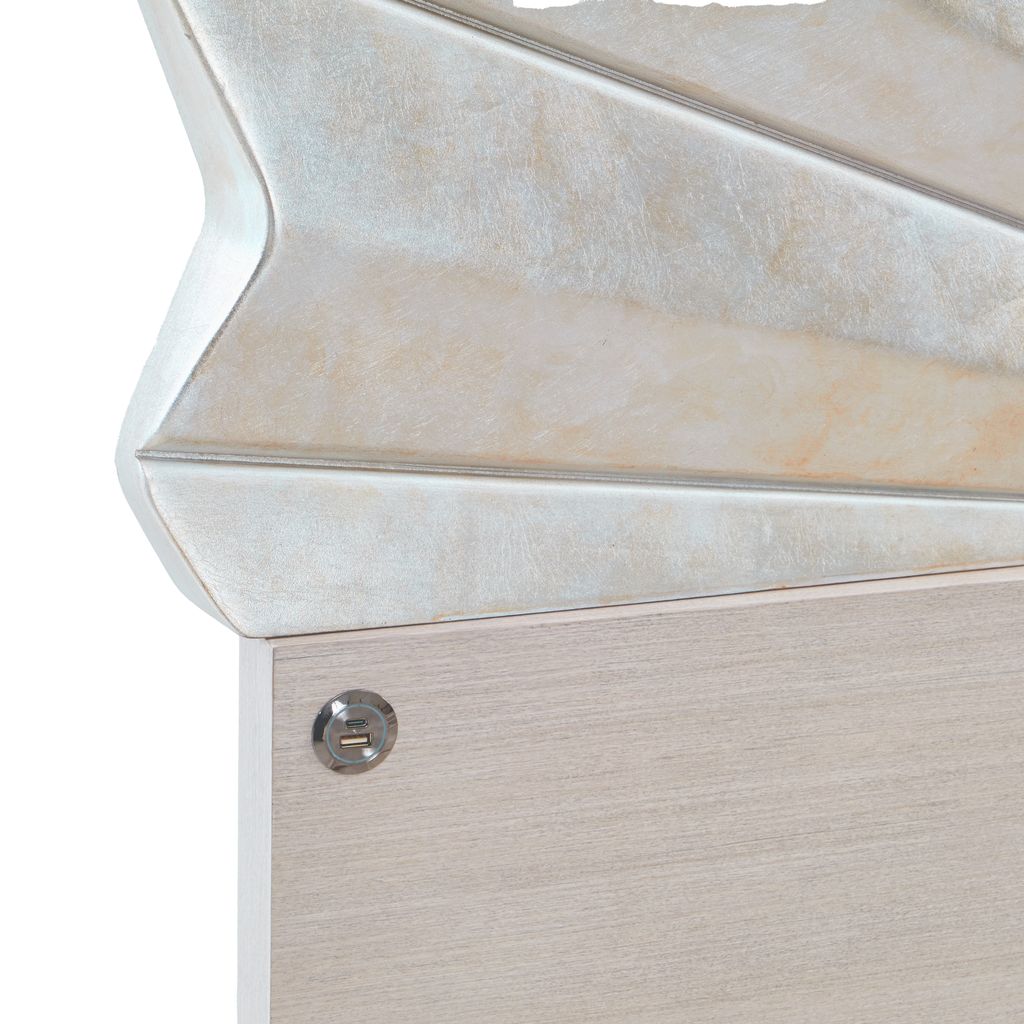 Michael Amini Fantosini King Fan Bed - Silver Leaf