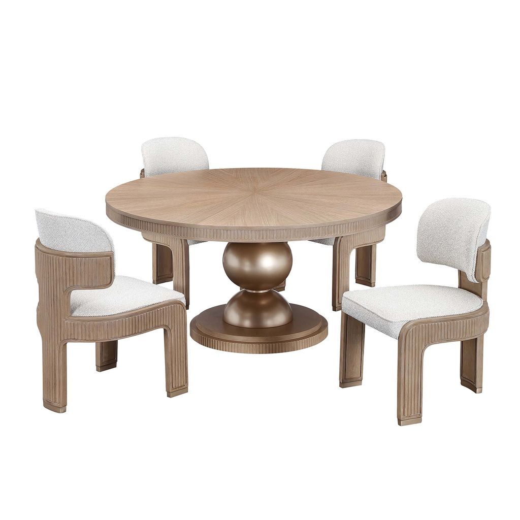 Michael Amini West Kensington Round Dining Table - Sea Salt Caramel