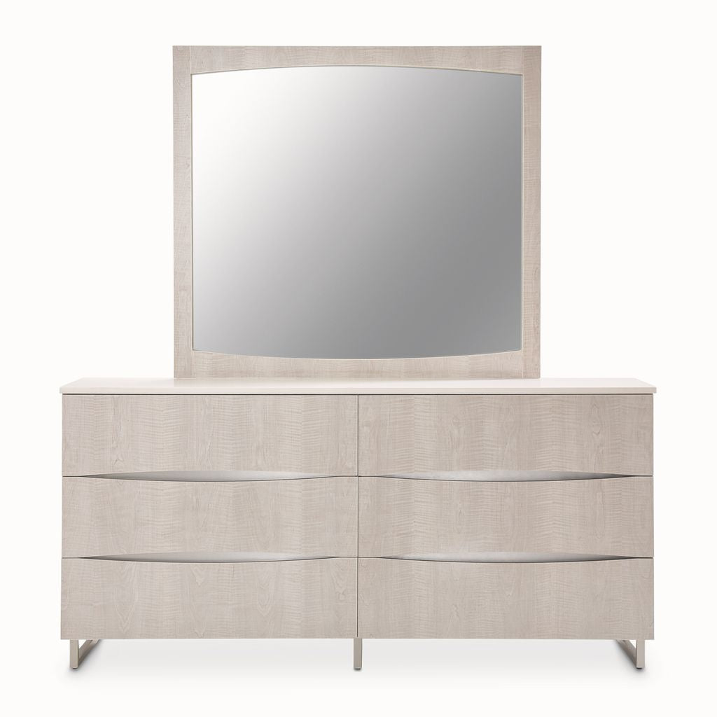 Michael Amini Marin Dresser with Mirror Set - Greige