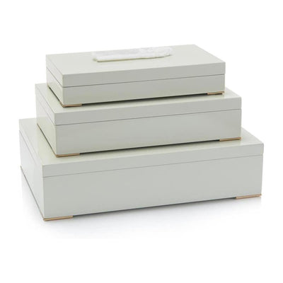 John Richard Decor Set of Three Boxes Topped in Selenite