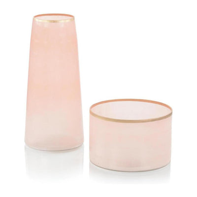 John Richard Decor Set of Two Palest of Pink Glass Vases