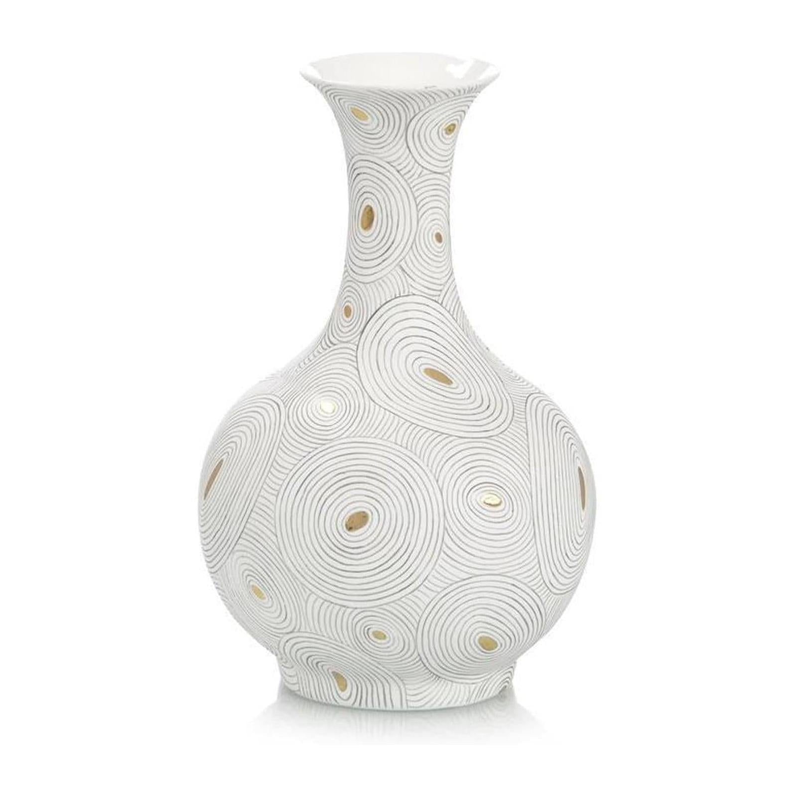 John Richard White Porcelain Vase With Gold