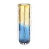 John Richard Decor Blue And Yellow Rippled Handblown Glass Vase I