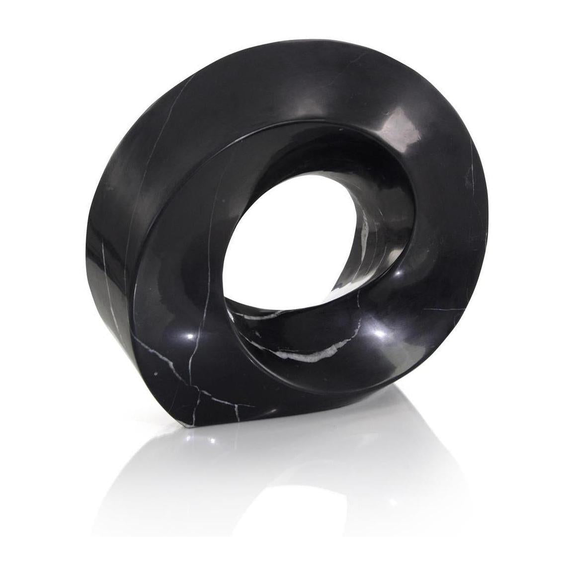 John Richard Decor Twisted Ring Black Marble Sculpture I 13281