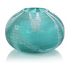 John Richard Decor Aqua Green Etched Glass Vase II