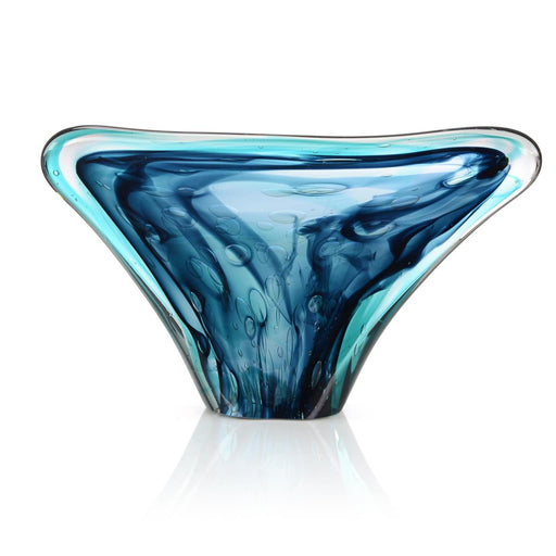 John Richard Sapphire Blue And Turquoise Handblown Glass Sculpture