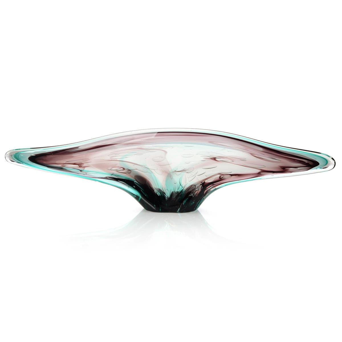 John Richard Eggplant Purple And Turquoise Handblown Glass Sculpture I