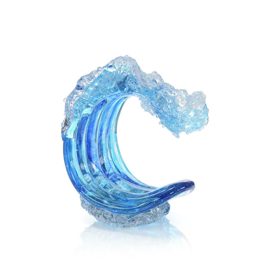 John Richard Ocean Blue Waves Handblown Glass Sculpture II