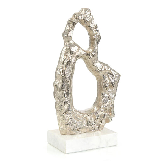 John Richard Textural Silver And White Marble Sculpture I