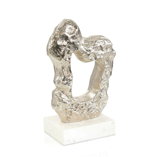 John Richard Textural Silver And White Marble Sculpture II