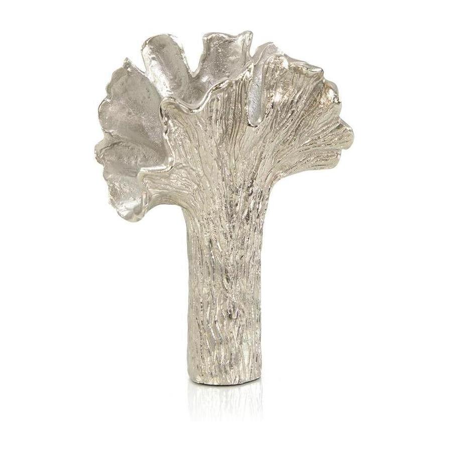 John Richard Decor Ginkgo Leaf Vase In Nickel II