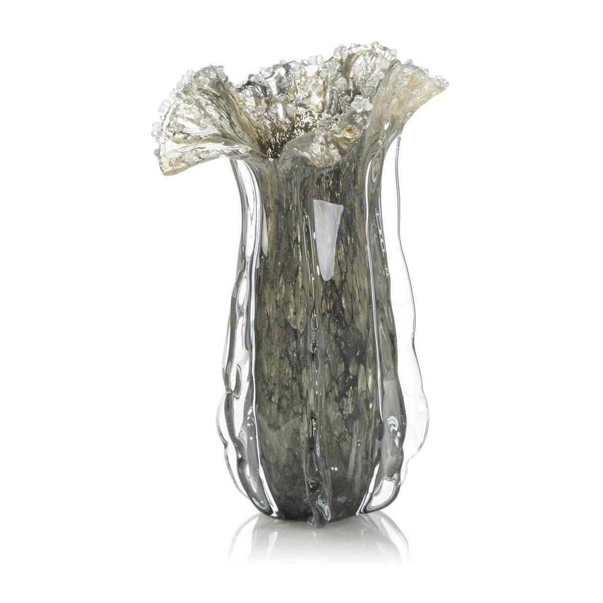 John Richard Decor Grey Handblown Glass Eruption Vase I